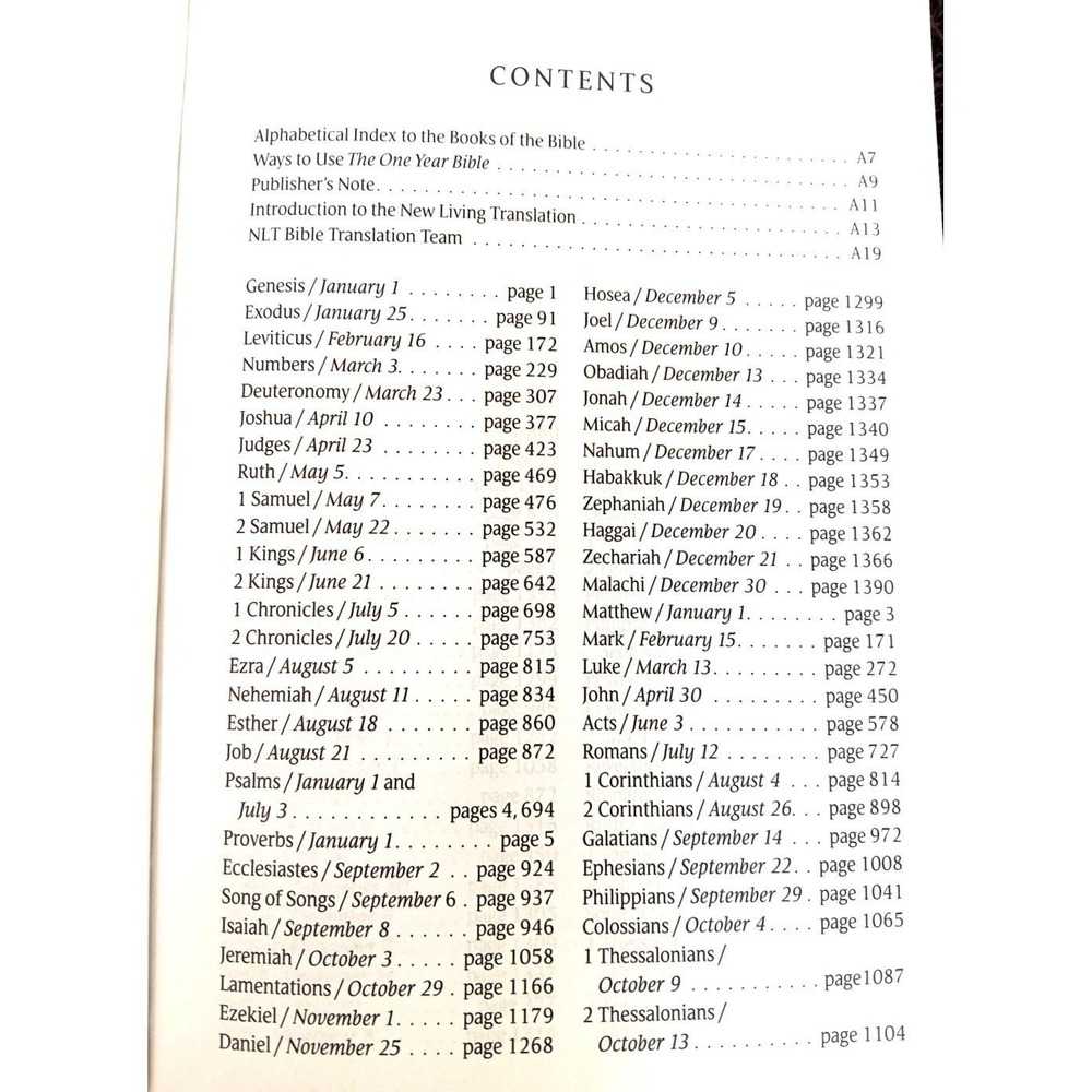 The One Year Study Bible NLT 2004 Paperback – Tyndale House – Daily Reading Plan - Picture 6 of 12